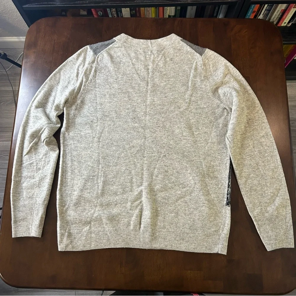 J. CREW Lace Wool Blend Crew Neck Sweater in Gray and Black SIZE Medium